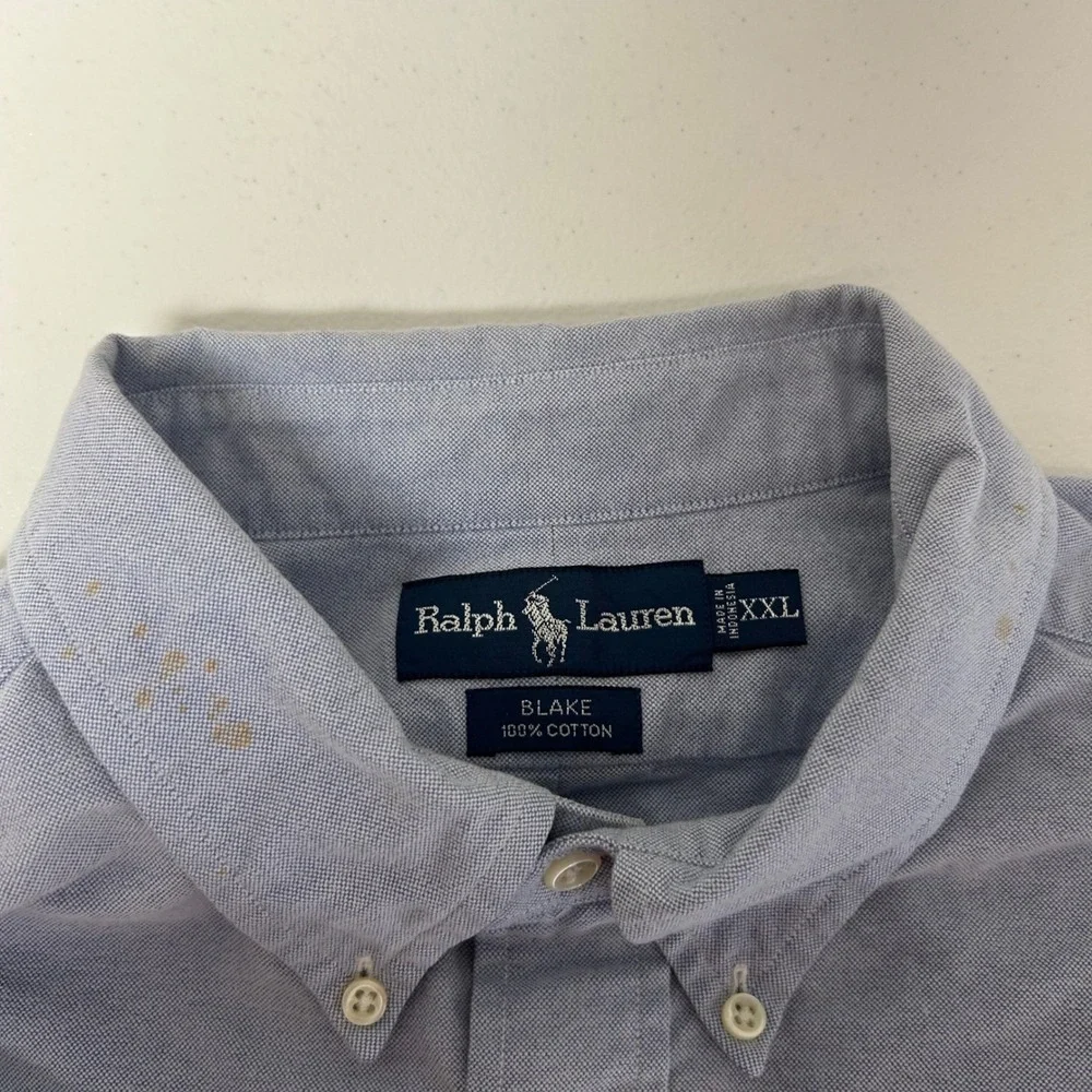 Ralph Lauren Button Down Shirt Mens XXL Blue Scottie Dog Embroidered Blake